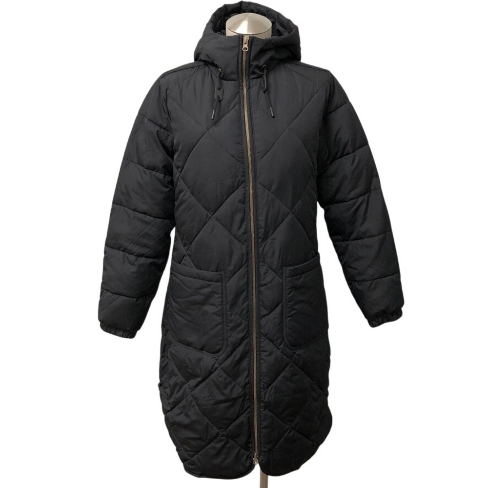Lands End Puffer Coat Womens XS Black Quilted Hooded PrimaLoft Gorpcore